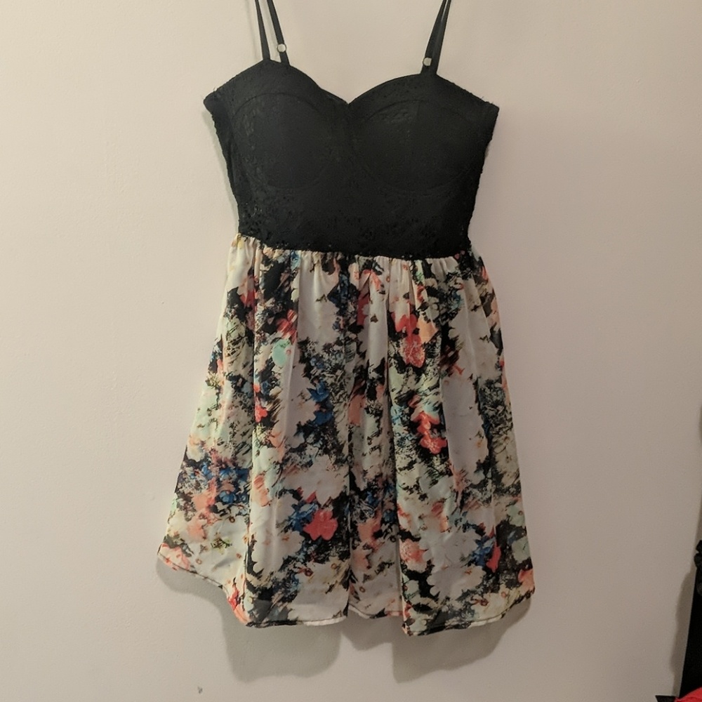 Material Girl lace and floral mini dress